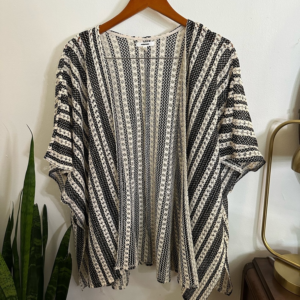 Striped Black and White Knit Kimono